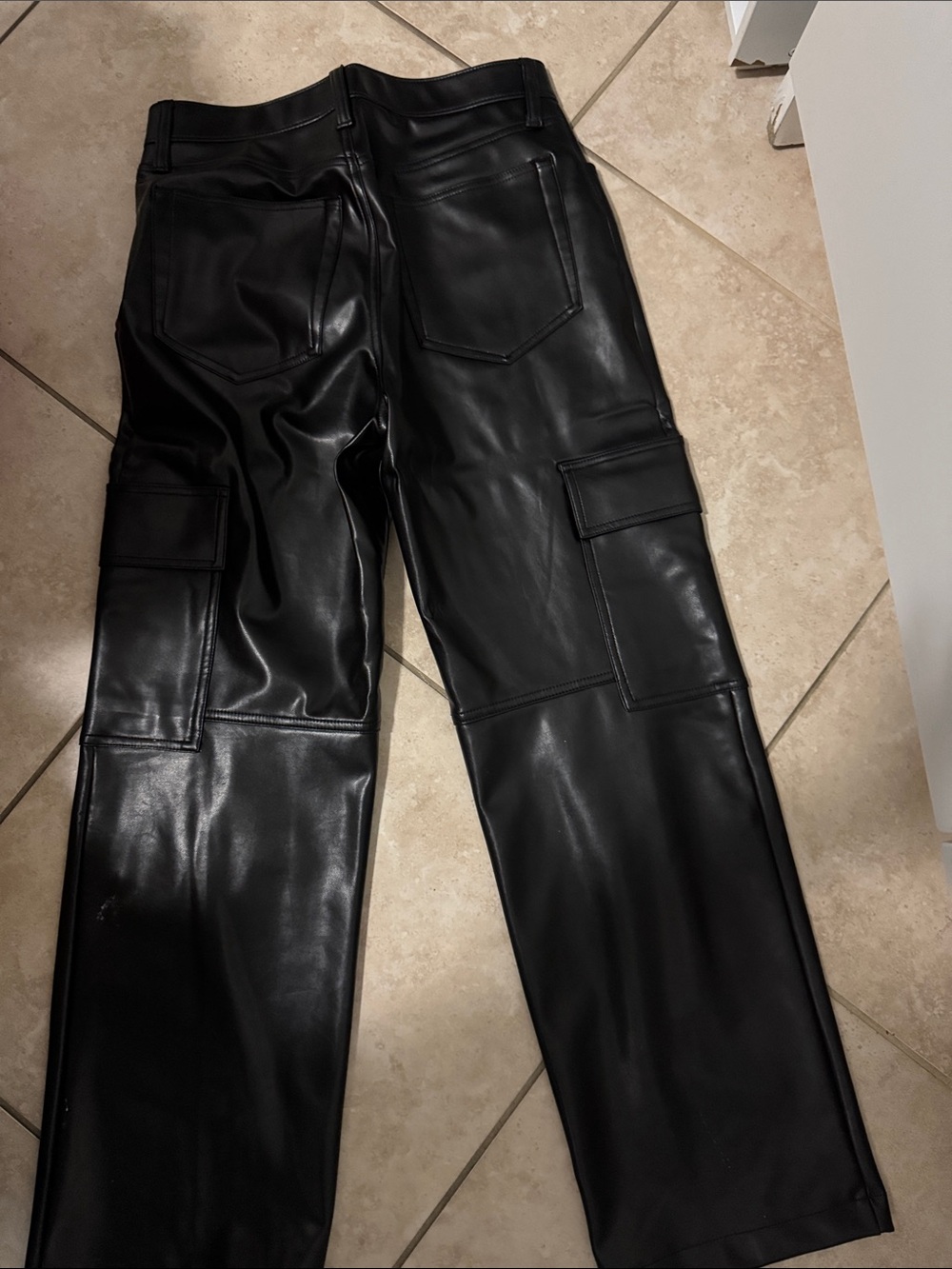 Abercrombie & Fitch Black Faux Leather Cargo Pants - Picture 3 of 3